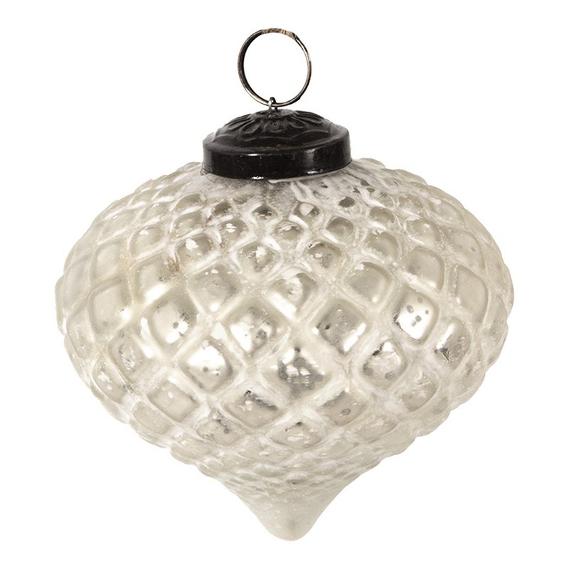 Kerstbal Ø 10 cm Zilverkleurig mit Glas Kerstdecoratie