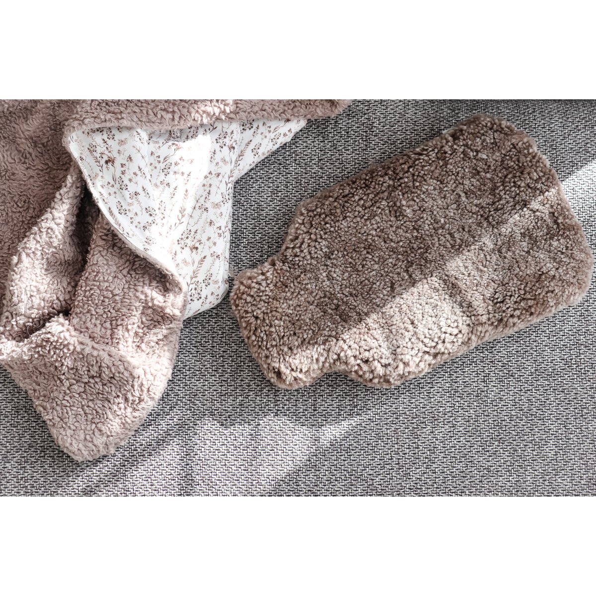 Sheepskin hot water bottle bag - Lambskin cover hot water bottle | 3 colors