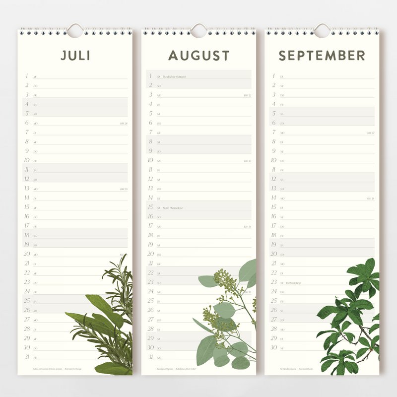Wall calendar 2026 with hand-drawn flowers, FSC