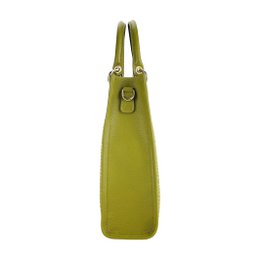 RB1026CM | Verticale dameshandtas van echt leer en stro, gemaakt in Italië. Afneembare en verstelbare lederen schouderband. Accessoires van gepolijst goud - Pistachekleur - Afmetingen: 24 x 29 x 9 cm