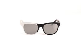 Black and white rectangular sunglasses with a sleek, modern design.