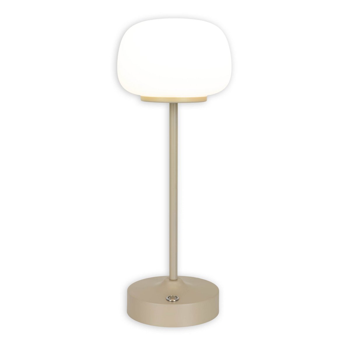 LED -batteri/ bordlampe "Pina" 30 cm høj, lavet af metal (beige) og glas (hvid), integrerede LED'er, varm hvidt