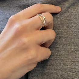 Silver and bronze tangle small ring