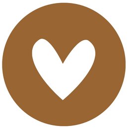 A round wall circle decoration in a hazel brown color, featuring a white heart shape in the center.