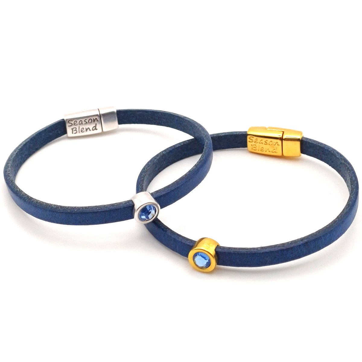 Shorty leather bracelet Kings blue