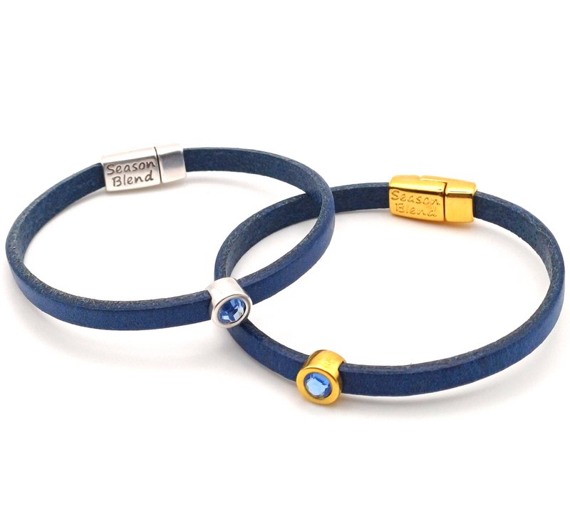 Shorty leather bracelet Kings blue