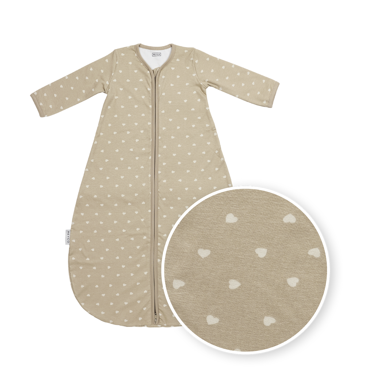 Rund uforet sovepose med fast ærmet jersey Sweet Heart Sand/Soft Sand 110cm