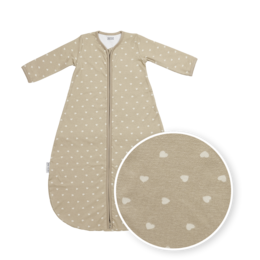 Round unlined sleeping bag with fixed sleeves in jersey Sweet Heart Sand/Soft Sand