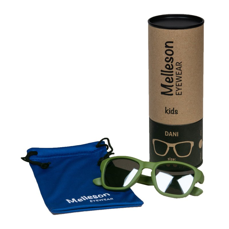 Children's sunglasses Dani 3-7 years - size M - Moss green with mirror coating lenses