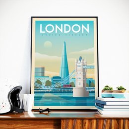 Vintage Londen poster | Premium poster City London Tower Bridge Verenigd Koninkrijk