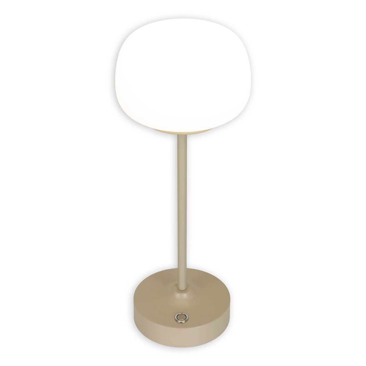 LED -batteri/ bordlampe "Pina" 30 cm høj, lavet af metal (beige) og glas (hvid), integrerede LED'er, varm hvidt