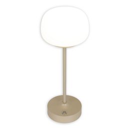 LED -batteri/ bordlampe "Pina" 30 cm høj, lavet af metal (beige) og glas (hvid), integrerede LED'er, varm hvidt