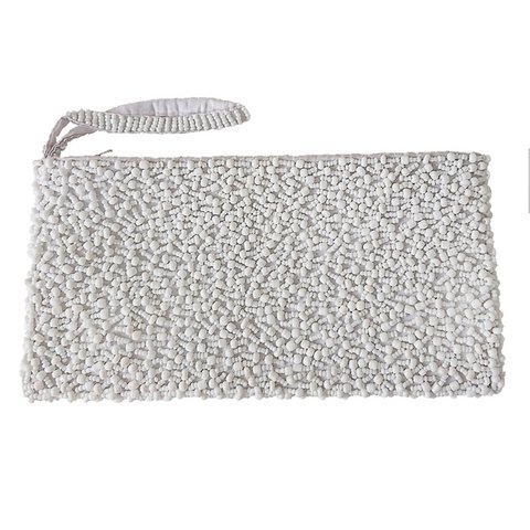 White Lola pouch in glass beads