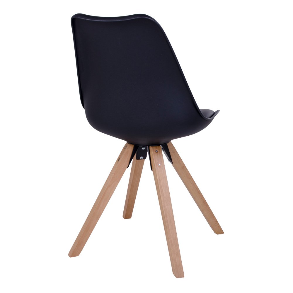 Bergen Dining Chair - PU Leather, Moulded Plastic, Rubberwood, Black - Set of 2