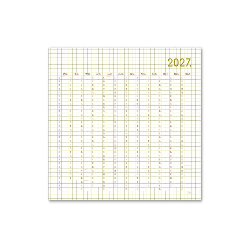 Planificador anual 2027, calendario a cuadros, calendario de pared, calendario grande 60 x 60
