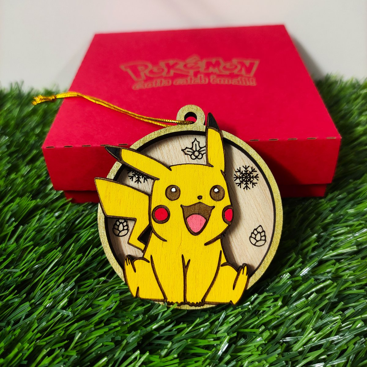 Set of 6 Wooden Pokémon Christmas Ornaments, Colorful Geek Gift, Xmas Tree Ornaments, Home Decor, Eco-Friendly Christmas Decoration