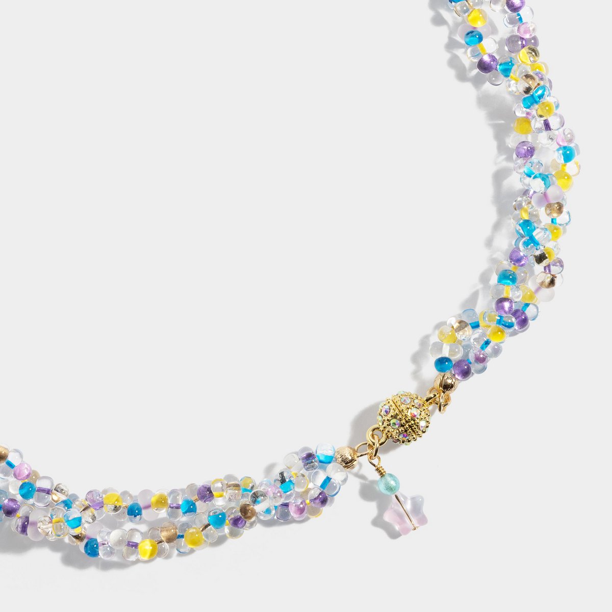 Czech crystal beaded necklace with gold plated magnetic closuere, must-have necklace