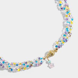 Collier de perles de cristal tchèque avec fermeture magnétique plaquée or, collier incontournable