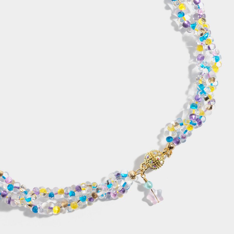 Collier de perles de cristal tchèque avec fermeture magnétique plaquée or, collier incontournable