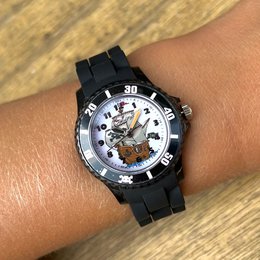 Zegarek dziecięcy Colori Kidz 5-CLK085 ze statkiem pirackim - silikonowy pasek - Ø 30 mm - czarny