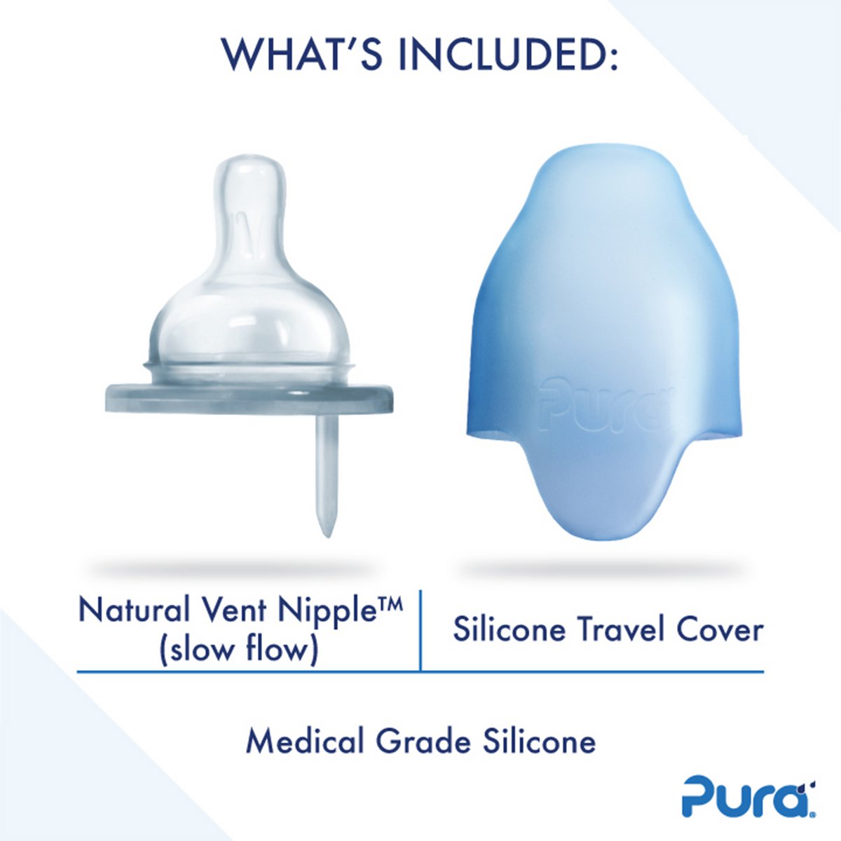 Pura teat bottle 150 ml + aqua sleeve
