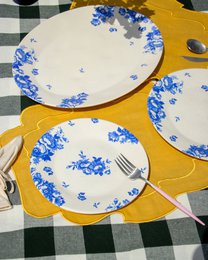 Serve Platter Vintage Flowers Blue