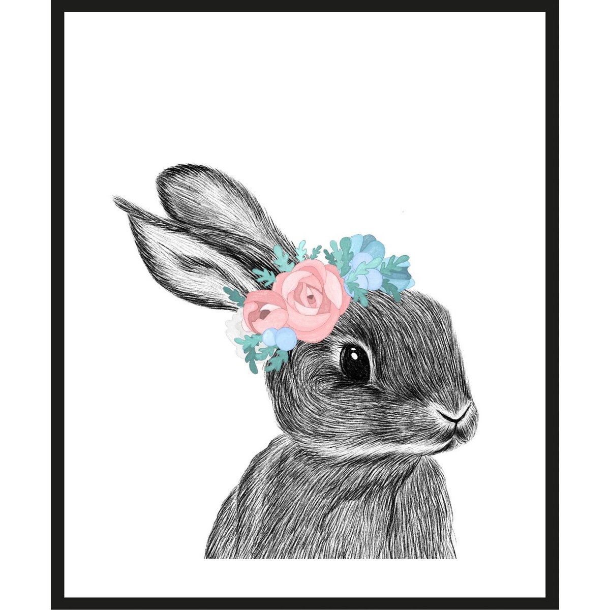 Rahmenbild - Grauer Hase Bunt