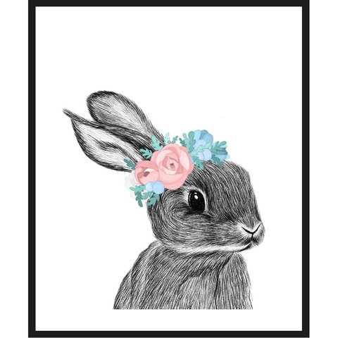 Rahmenbild - Grauer Hase Bunt