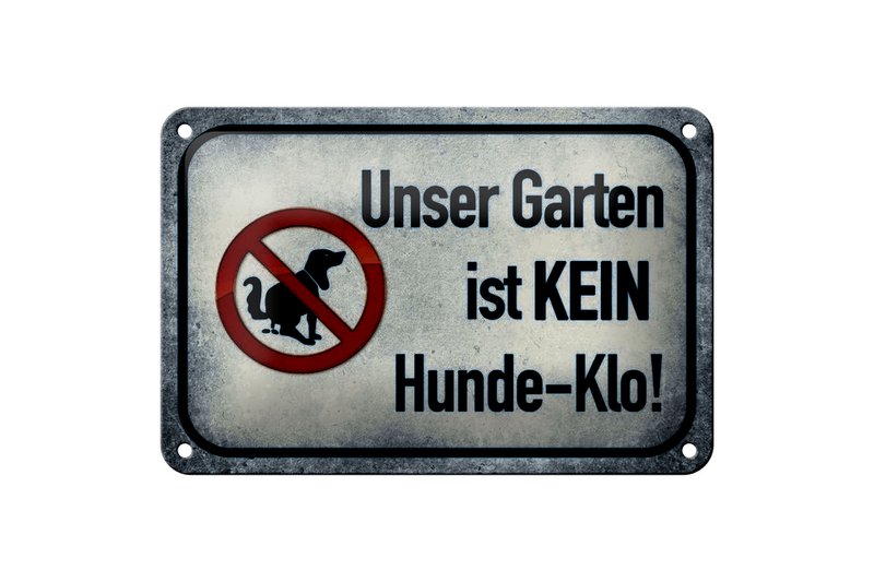 Tin sign notice 18x12cm our garden no dog toilet decoration