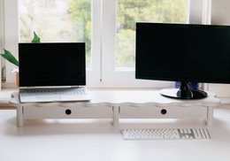 Monitor stand FLOWER 109cm wide for two monitors funky style