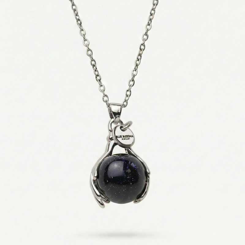 Blue Sand Embrace Necklace Silver