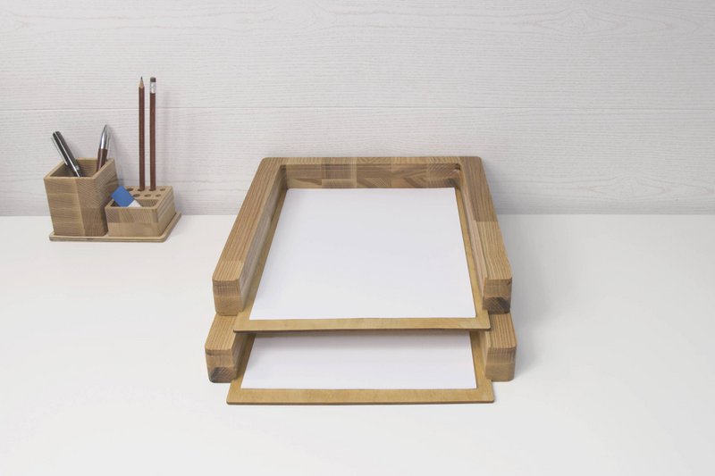Paper  tray, Set of 2 wooden paper trays