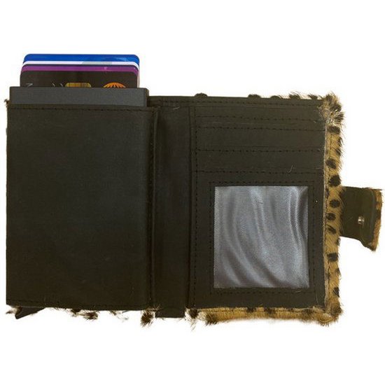 Miniwallet -Passdeneholder Dierprint Mattzwart