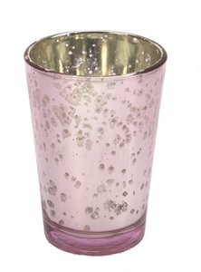 Glas mit Kerze zart rosa