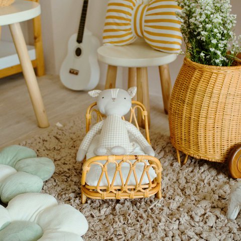 Rattan-Puppenbett – Babypuppenbett