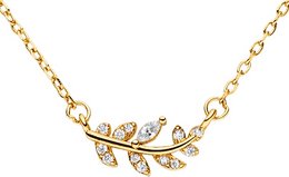 Necklace with leaf pendant with zirconia 925 silver-gold