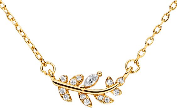 Necklace with leaf pendant with zirconia 925 silver-gold