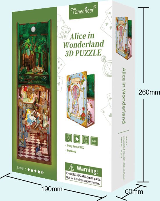 Tonecheer, DIY Book Nook, Alice in Wonderland Bookend, TQ128, 18x8x24,5cm