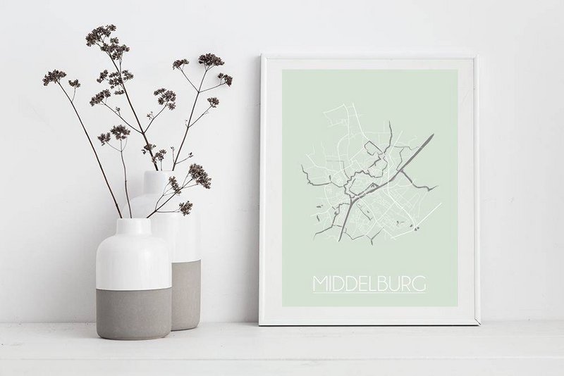 Middelburg Floor plan poster Pastel green