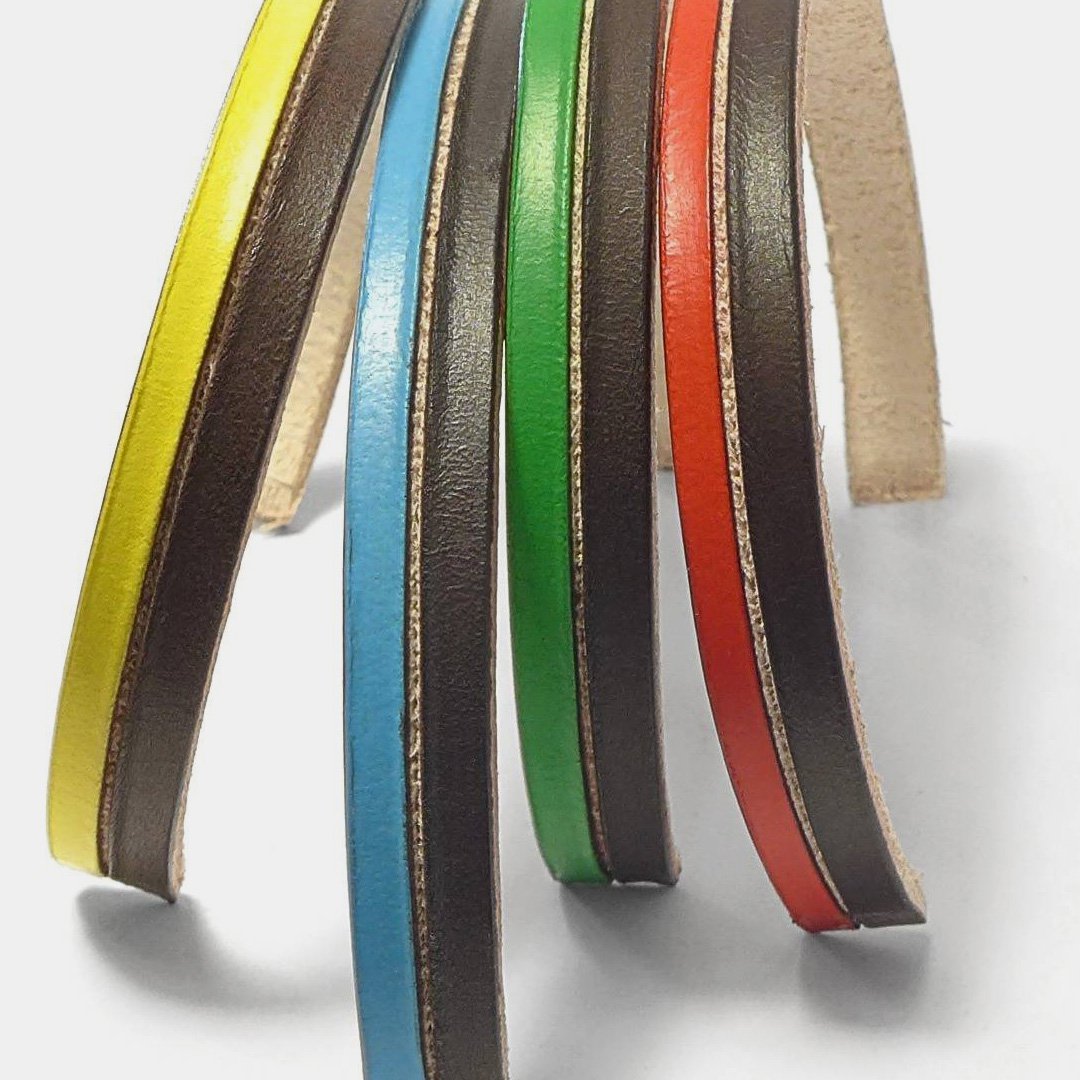 Leather Star Raw CK35 - two -colored leather men's bracelet in yellow and brown