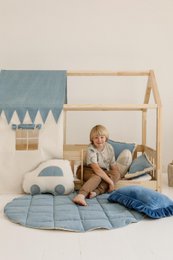 Baldachim nad łóżkiem w kształcie domku "Jeansy", domek do łóżeczka dziecięcego, dekoracja do pokoju chłopięcego, personalizowane domki baldachim