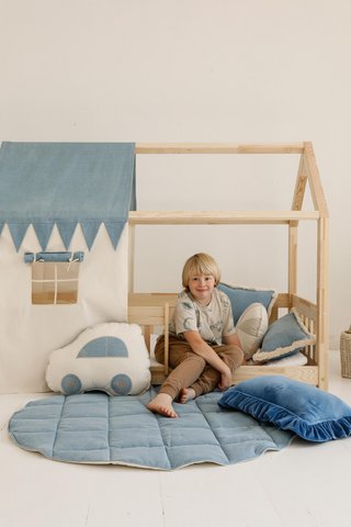 Canopy over bed in the shape of a house "Jeans", baby crib house, Decoration for boys's room, personalized baby houses baldachin