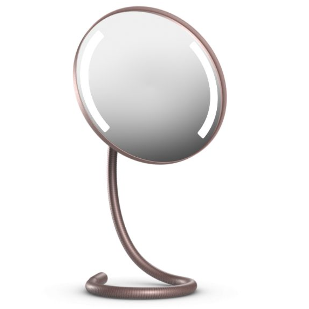 Illuminated mirror with a long gooseneck