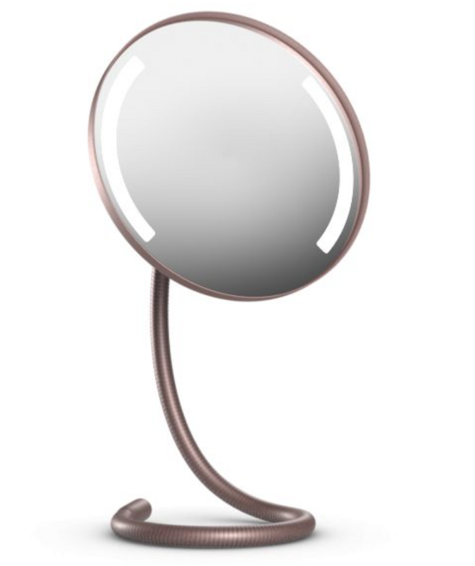 Illuminated mirror with a long gooseneck