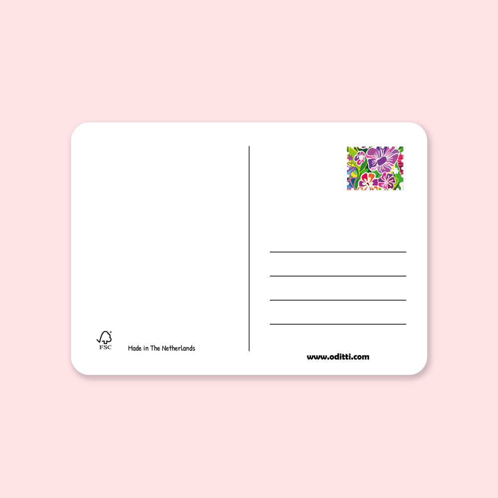 Bunte Blumentopf-Postkarte