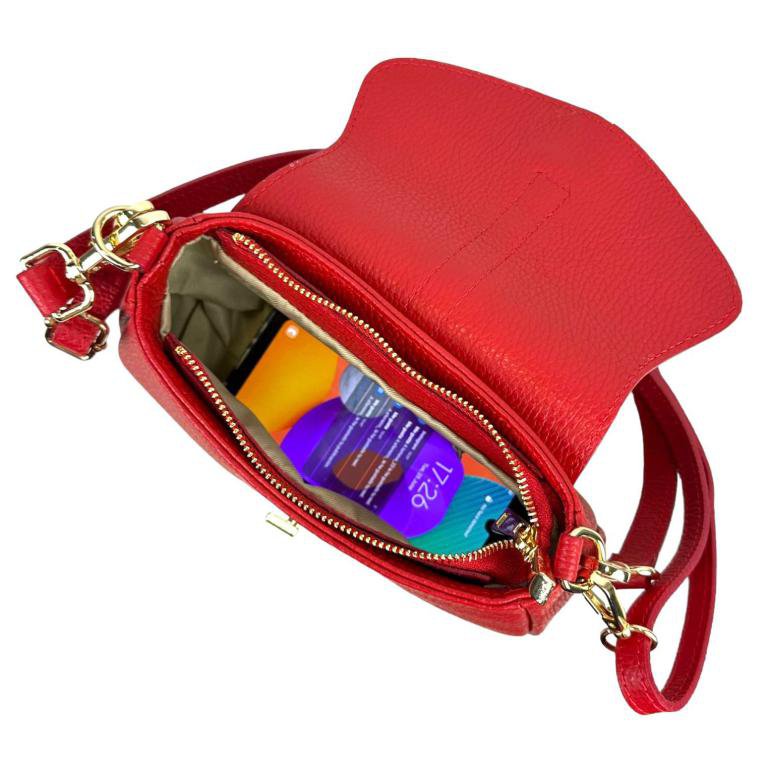 Bolso Bandolera de Piel con Asa Extraíble y Cremallera Mujer 57874