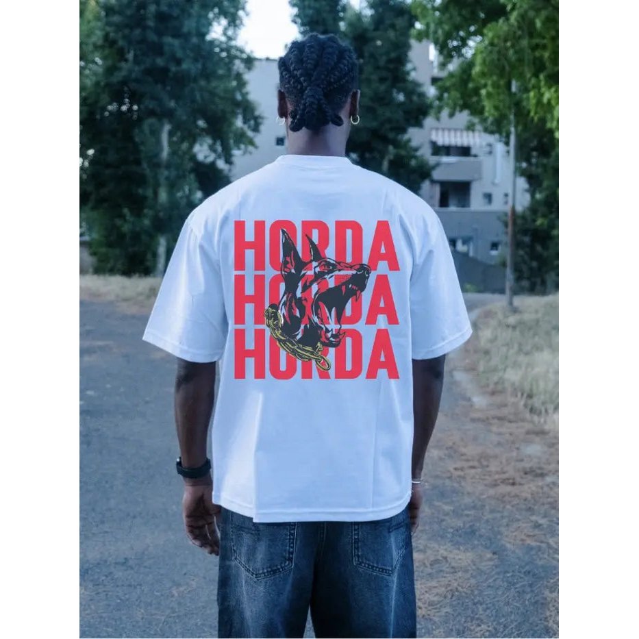T-shirt Boxy Fit Bianca 100% Cotone Horda X3