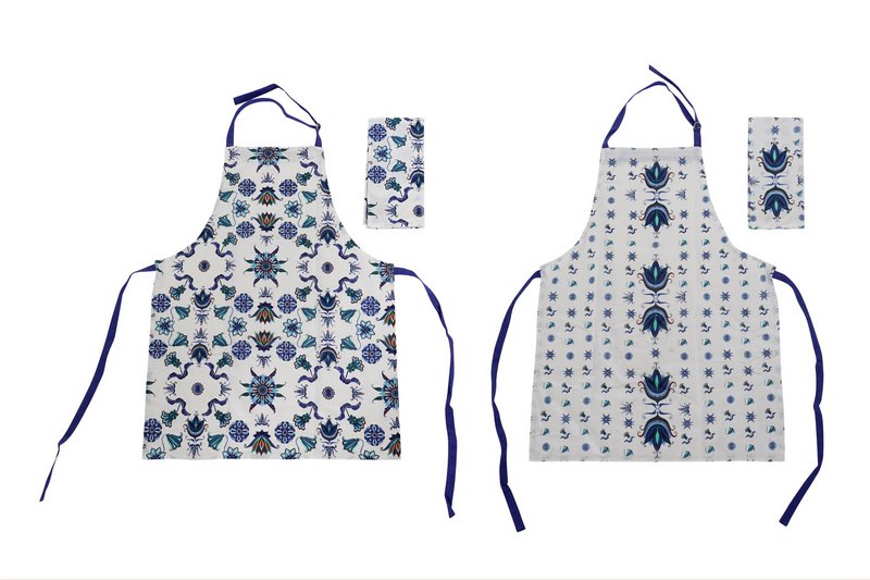 DELANTAL SET 2 ALGODON 60X0,5X80 AZULEJOS 2 SURT. PC186916