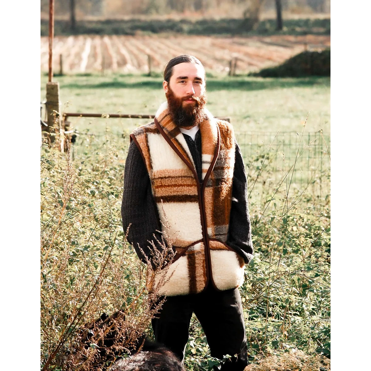 Wool body warmer - Multicolored with zipper