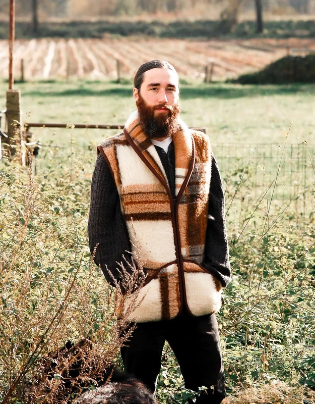 Wool body warmer - Multicolored with zipper